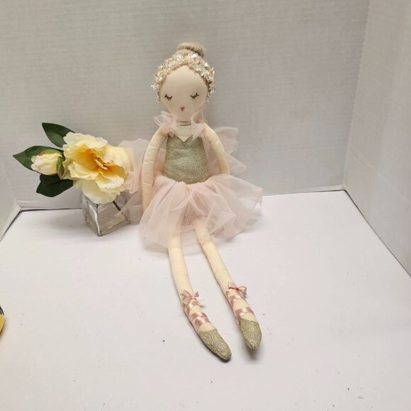 Mon Ami Designs Belle Sugar Plum Ballerina Soft Pink Gold Plush Decor Doll - Picture 2 of 16